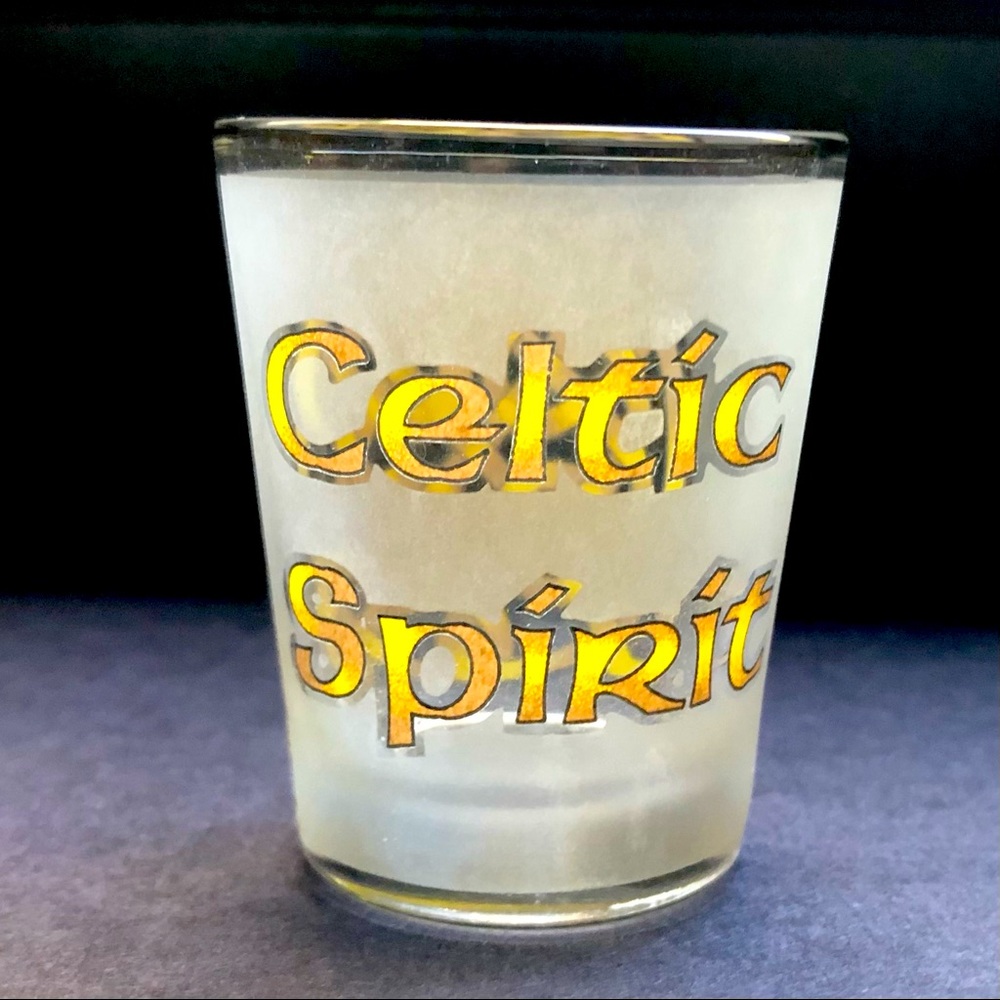 "CELTIC SPIRIT" frosted glass souvenir shot glass